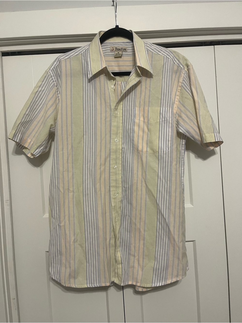 Foxfire Short-Sleeve Striped Button-Down Shirt in Pastel Yellow